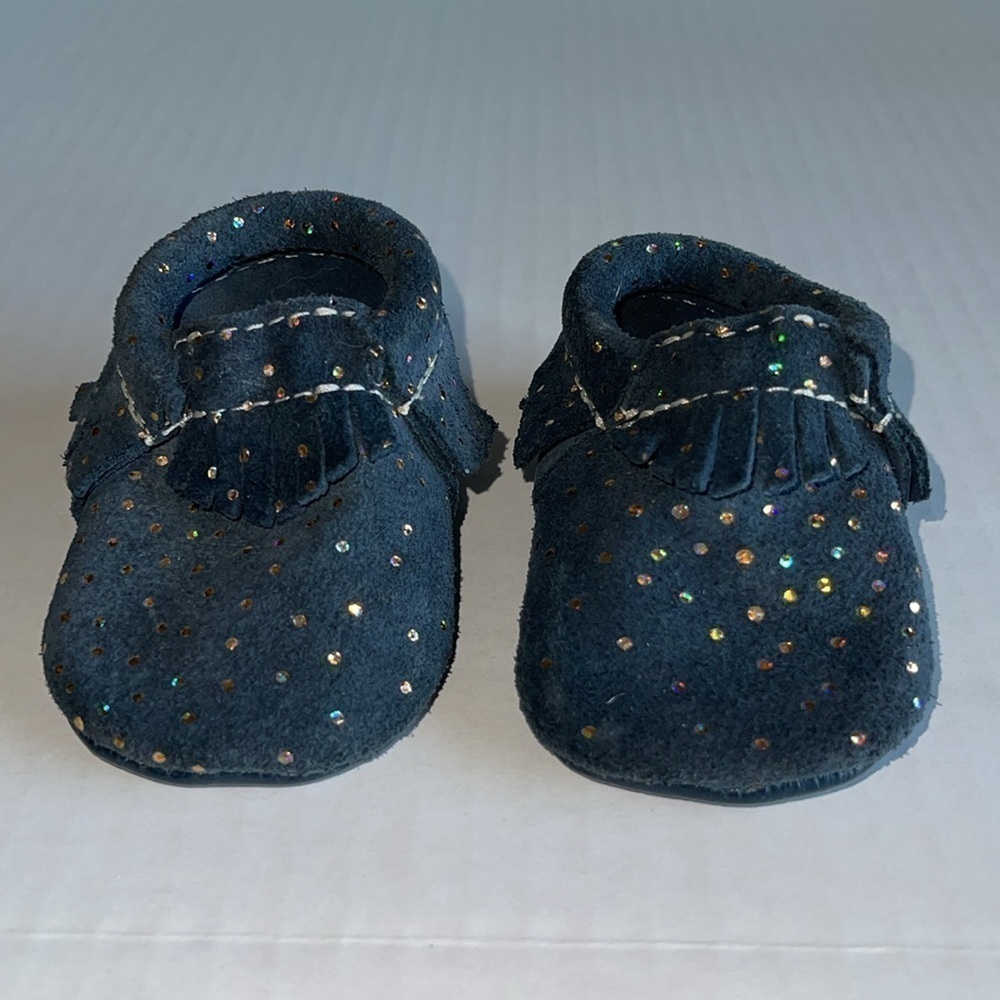 Freshly Picked Dark Blue With Holographic Dots Leather Moccasins - Picture 3 of 8